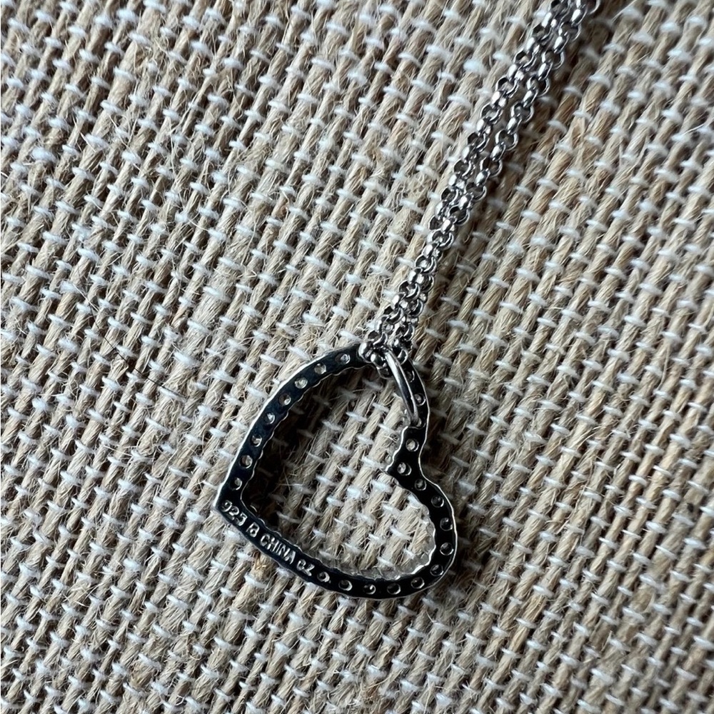 Sterling Silver 925  Heart Necklace with CZ stones - Picture 2 of 3